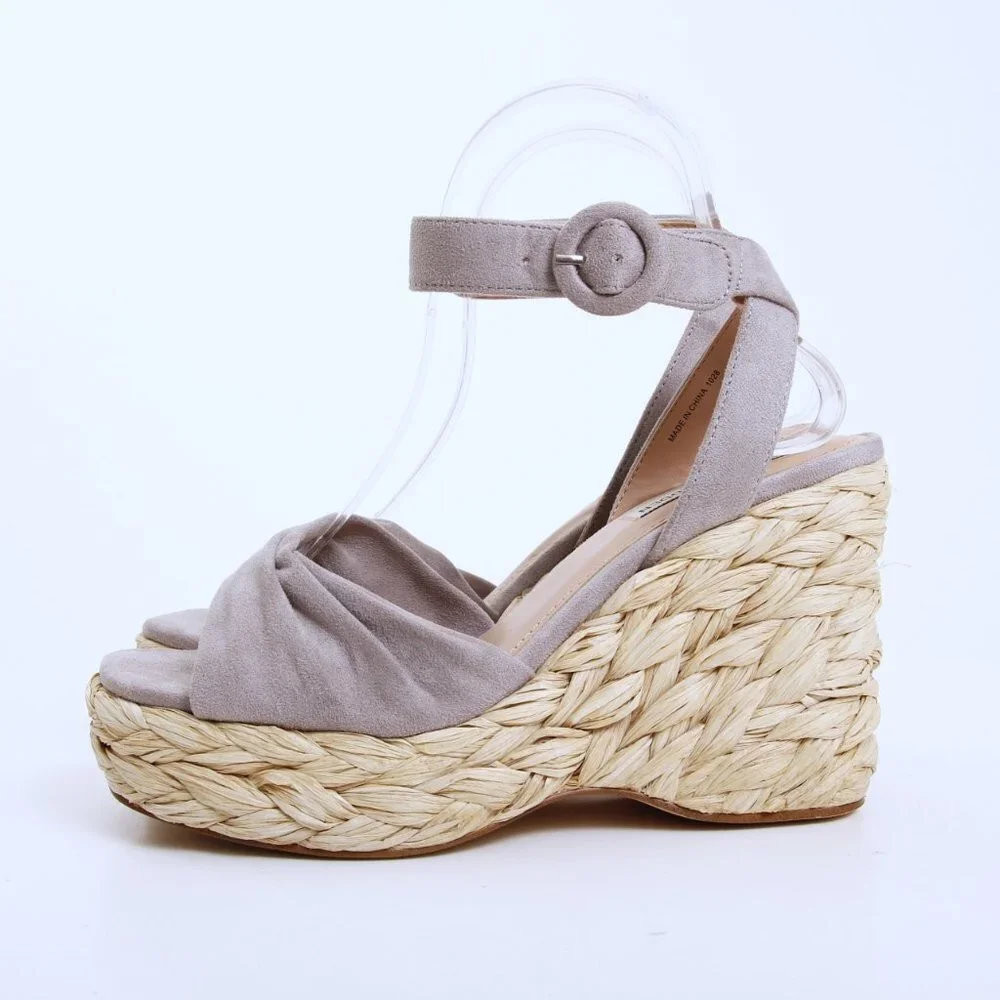 Steve Madden Poloma Textile Wedge Sandals Gray Women‎ Size 7.5